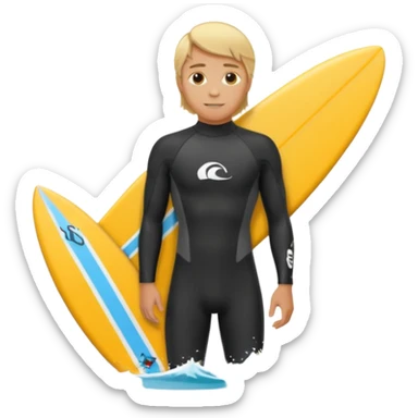 blonde haired white surfer with surfboard  sticker