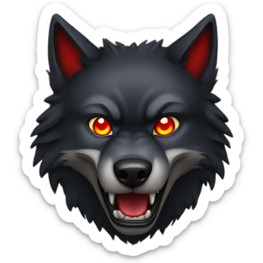 angry black wolf, red glowing eyes sticker