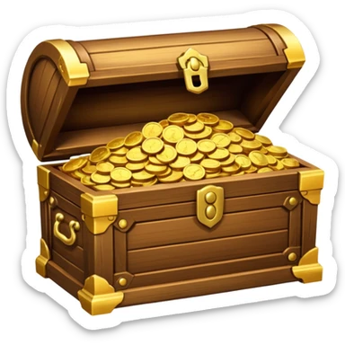 ["Wooden chest overflowing with gold coins."] sticker