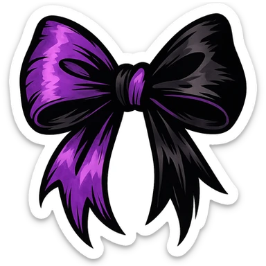 emo bow, black and purple, expressive and stylish, remove background sticker