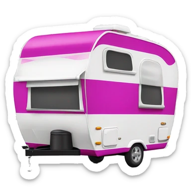 Realistic fuschia camping travel trailer isolated.  sticker