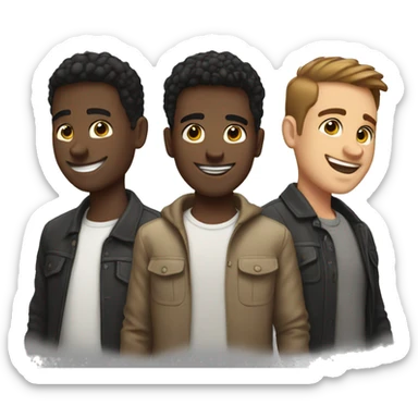 3 handsome guys are friends sticker