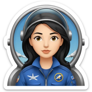 Femme cheveux long noir travaille dans le domaine de l'aéronautique gros sourcils haut du corps sticker