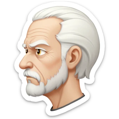 old angry man in profile view with white hair and goatee sticker
