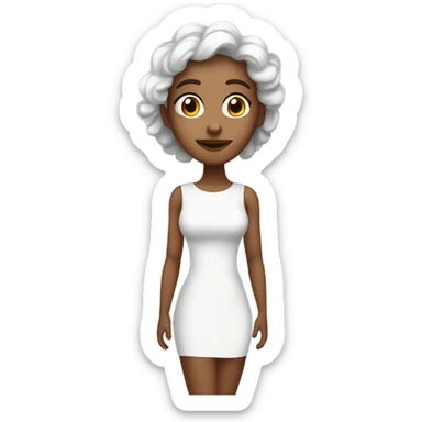 crie uma mulher loira com um vestido branco  sticker