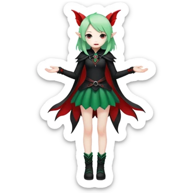 Kawaii Cute Edgy Black Green Red ethereal Fionbri-Vernid full body sticker