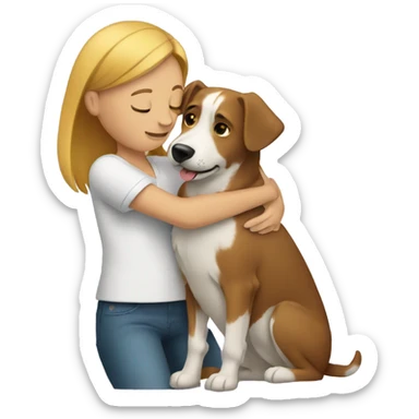 person hugging dog sticker