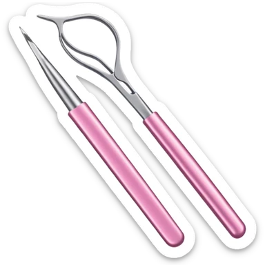 Curved tweezers for pink eyelashes sticker