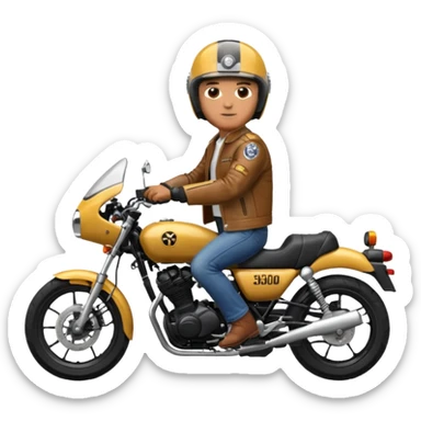 Man riding yamaha rd350 motorcycle sticker