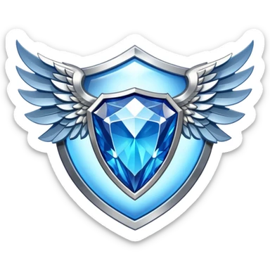 Shield with large wings and a big blue diamond in the center and VIP label sticker