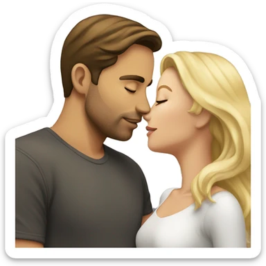 brunette man kissing blonde girl sticker