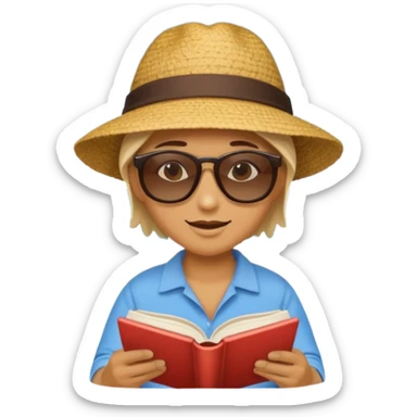Reading a book at the beach. sticker