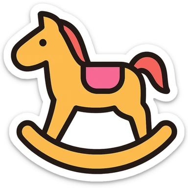 rocking horse, color icon style, simple and clear, suitable for app icon sticker