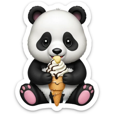 Panda eating ice cream sticker