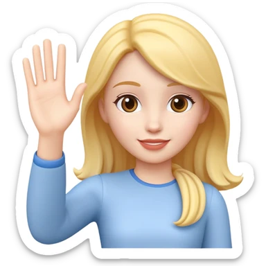 generate realistic detailed girl waving hi 3d style  sticker