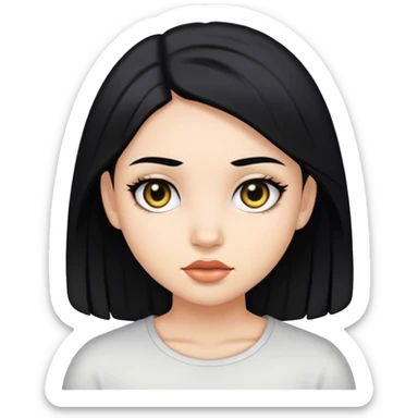 Girl black hair black eyes  sticker