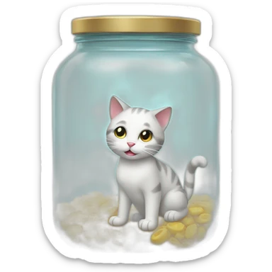Cat gets out of a glass jar sticker