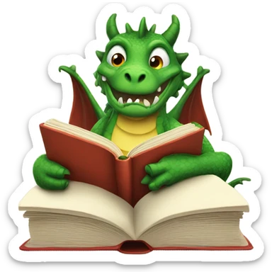 Dragon reading a book sticker