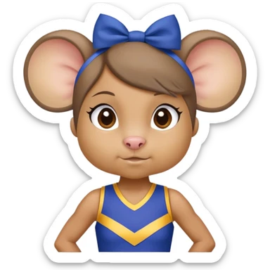 girl rat with a blue bow, wearing a blue and gold cheerleader outfit, Vikings team colors sticker