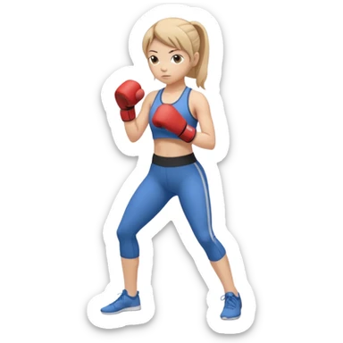 girl boxing with shirt on full body yoga outfit sticker