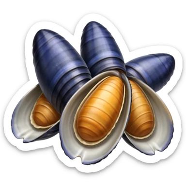 emoji of 3 open mussels sticker