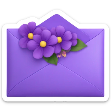 Violet envelope with Purple flowers  sticker