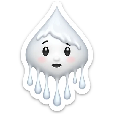 individual white glue white drops falling and dripping down out of a tube, falling in drops and strands, all white sticker