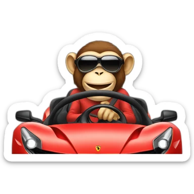 Monkey driving a Ferrari  sticker