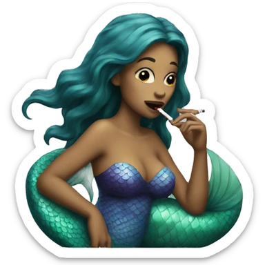 mermaid smoking a cigarette sticker