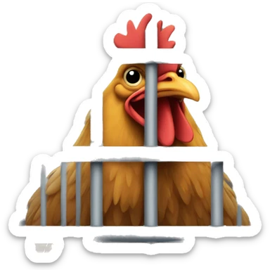Chicken behind bars in a prison cell  sticker