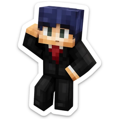 Extract the Minecraft character from the image, remove the background, and place the character on a transparent background. Maintain the original Minecraft cartoon style and appearance, preserving the pixelated blocky look and colors typical of Minecraft characters. sticker