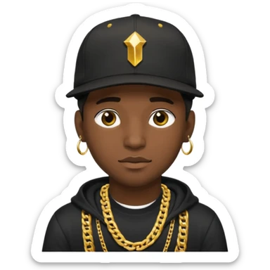 black guy with golden chains and a snapback cap sticker