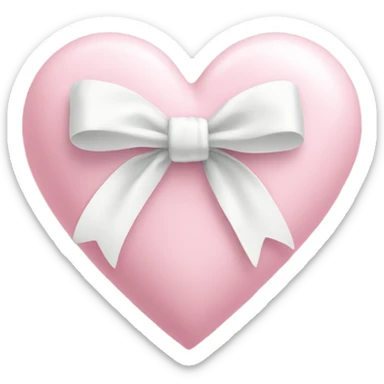 Pastel pink heart with white bow sticker