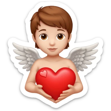 cupid hanging a heart with brown hair sticker