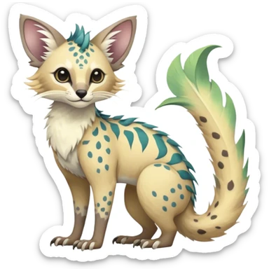Feral Rare Fantasy pastel tropical Vernid-Trico-species by LiLaiRa, random markings, tufted tail, tufted ears, full body  sticker