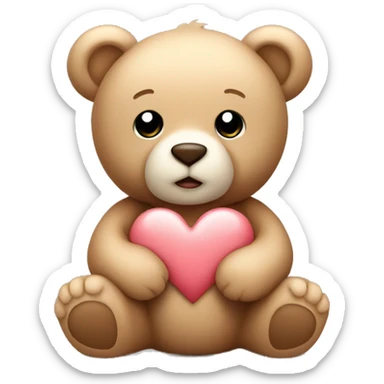 cute teddy bear with a beige heart in his hands sticker
