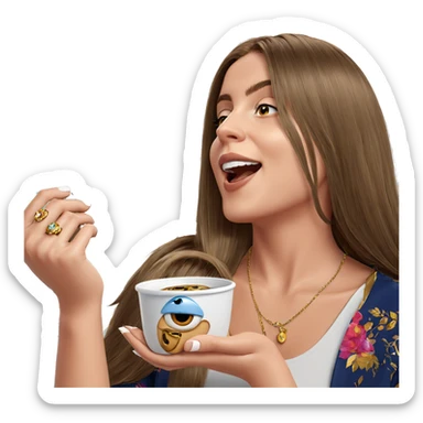 girl with jewelry and cup sticker