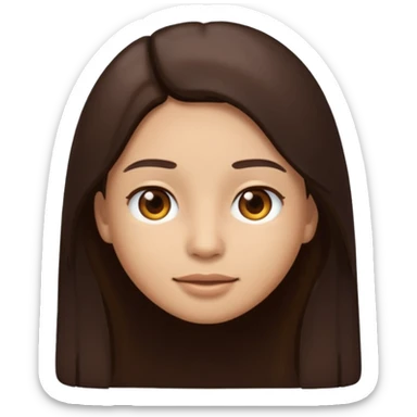 Create a emoji version of me with light skin color, brown eyes and dark brown straight long hair  sticker