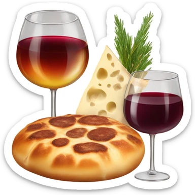 Khachapuri, 2 glasses of wine and 2 skewers of meat  sticker