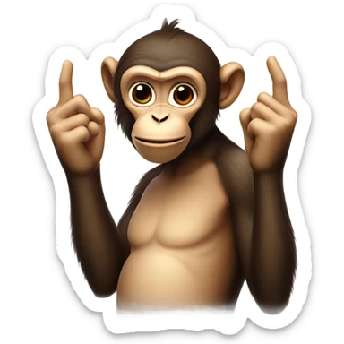 Monkey hold up 2 middle fingers  sticker