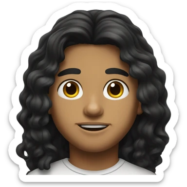realistic portrait of a Mexican boy with long hair sticker