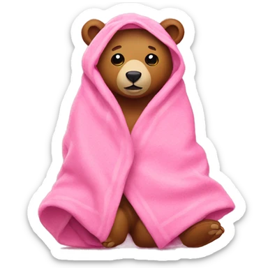 bear wrapped in pink blanket sticker