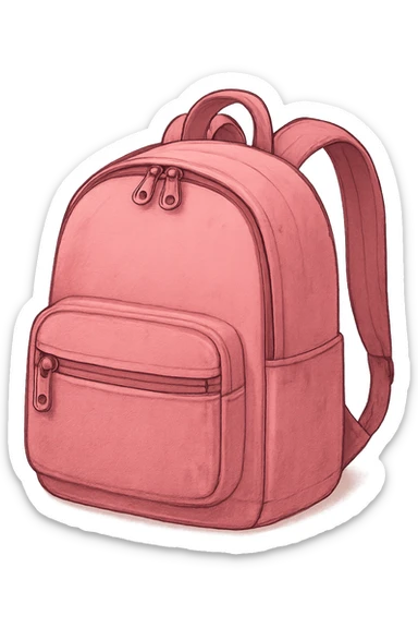 digital illustration of a pink backpack, no background sticker