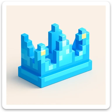 a small but long ice crown, playful and shiny, Roblox-inspired look, blocky 3D cartoon style sticker