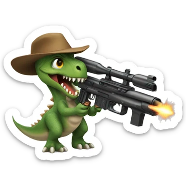 Dinosaur shooting a gun sticker