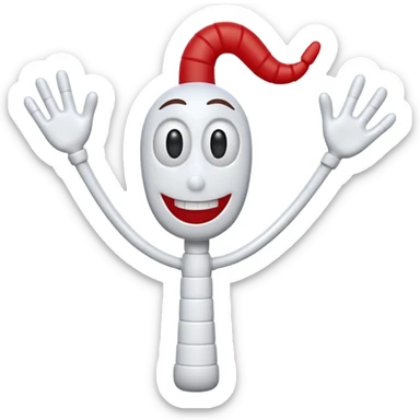 A fork mascot like forky in toy story sticker