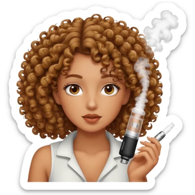 a curly head tanned skin girl vaping sticker