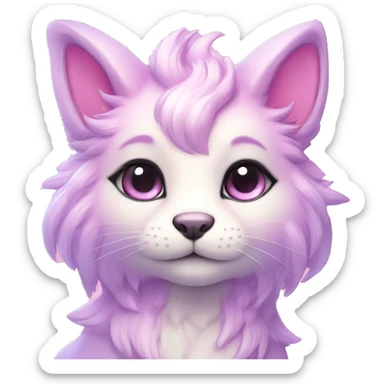 Kawaii colorful bright light pastel lilac-pink-white-gradient fantasy ethereal anthro fursona animal creature sticker