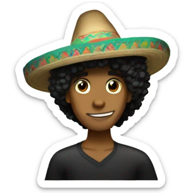 curly black hair surfer with a sombrero  sticker