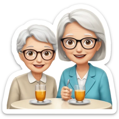 conversación dentro de un restaurant  dos personas y una de las persoans sea una abuela sticker